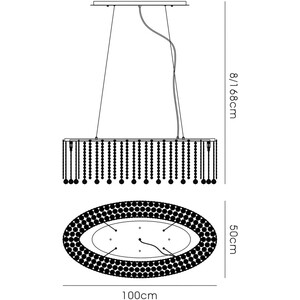 Empire IL31374 100x50cm Oval Ceiling Pendant Chandelier, G9, Chrome, Crystal - Polished Chrome