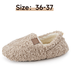 Thickened Curly Fur Warm Slippers by komore