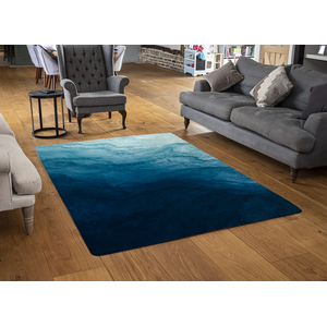 Abstract Blue Liquid Fluid Designer Rug - Blue / 230cm by NA