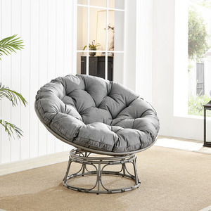 Moon Chair Rattan Cushioned Outdoor Garden Chair - Grey by FurnitureboxUK