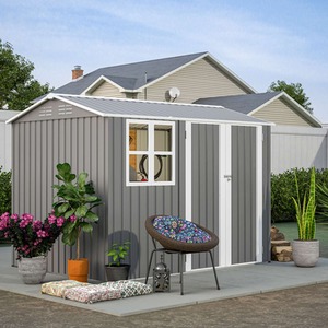 BIRCHTREE Garden Shed with Window - Grey / 8x6ft by BIRCHTREE