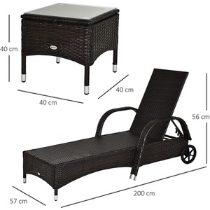 Outsunny Wicker Rattan Sun Lounger Set - Brown by Outsunny