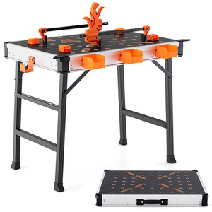 85CM Portable Work Table Folding Workbench - Orange by Costway