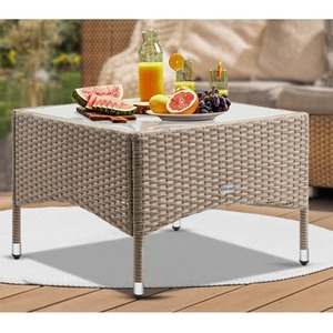 Polyrattan Garden Square Table - Beige
