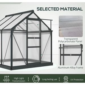 Outsunny Polycarbonate Walk-In Aluminium Garden Greenhouse - Grey, Clear / 6x6ft by Outsunny