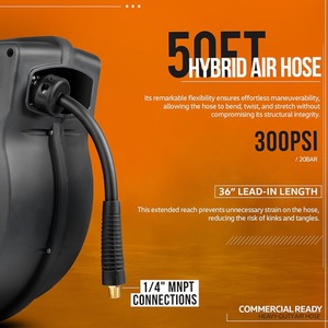 Retractable Spring Driven Air Hose Reel - Black by SuperHandy