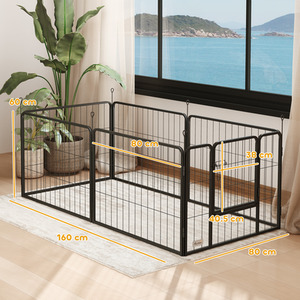 PawHut 6 Panel Dog Playpen - Grey / 60cm by PawHut