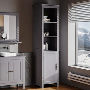 Freestanding Bathroom Tall Cabinet with Blind Door by Livingandhome