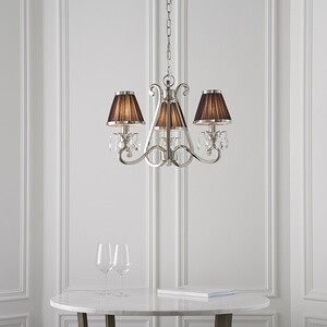 Oksana 3 Light Multi Arm Ceiling Pendant Chandelier Polished Nickel, E14