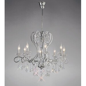 Vela Ceiling Pendant Chandelier 8 Light Polished Chrome, Crystal - Polished Chrome