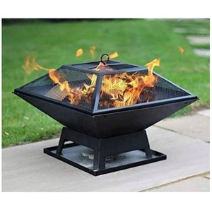 Hortus Metal Square Firepit BBQ - Black by Alivio
