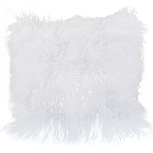 Divante Mongolian Faux Fur Cushion - White by Divante