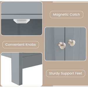 Bathroom Floor Cabinet Kitchen Cupboard - Grey by Costway
