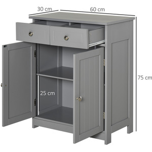 HOMCOM 75x60cm Freestanding Bathroom Storage - Grey / 12kg by HOMCOM