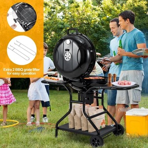 2 Layer Racks Charcoal Barbecue with Grill - Black by Wyld and Coco