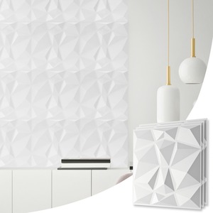 3D Wall Panels (50x50 cm) PVC Cladding Panel White Diamond Design by NOVECRAFTO