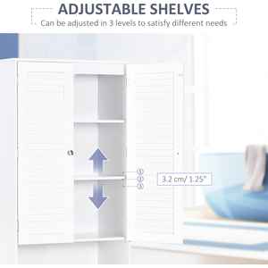 HOMCOM Tall Freestanding Bathroom Cabinet Retro Shutters White - White by HOMCOM