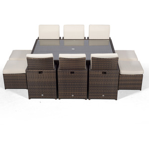 Giardino Rattan Cube Dining Set - Brown / 6 by Giardino