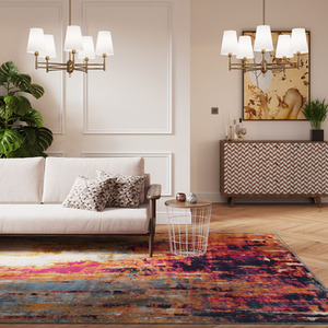 Bold Multicolour Distressed Abstract Living Area Rug by The Rug House