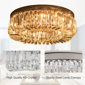 HOMCOM Modern Crystal Ceiling Light Chandeliers - Silver by HOMCOM