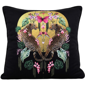 Summer Thornton Sunrise Leopards Cushion - Black by Summer Thornton
