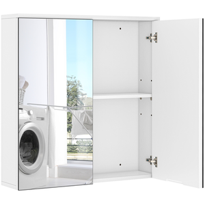 2-Tier Wall-Mounted Bathroom Cabinet with 2 Mirror Doors - White by Yaheetech