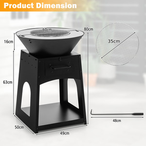 Fire Pit Fire Bowl - Black by Costway