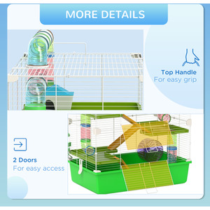 PawHut Large Pet House Cage with Tunnel Tube - Green by PawHut