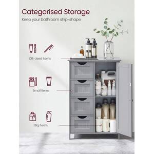 Bathroom Storage Cabinet with 4 Drawers - Grey by VASAGLE