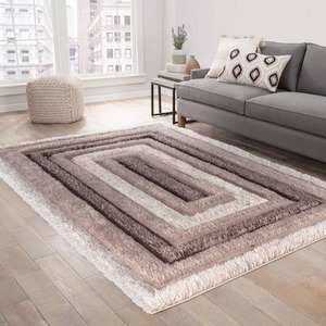 Modern Soft Bordered Shimmer Shaggy Area Rugs by Desire Rugs