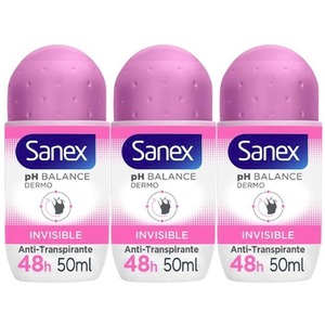 Pack of 3 Sanex Roll On Invisible - Pink by Sanex
