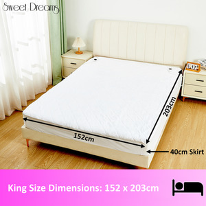 Electric Blanket Plush Fleece Heated Mattress Cover - White / King by Sweet Dreams