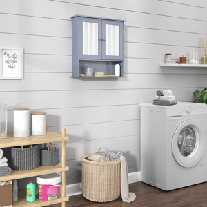 Wooden Living Room Wall Cabinet with 2 Mirrors - Grey by Yaheetech