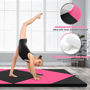 8FT Folding Gymnastics Mat - Pink by Costway