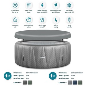Wave Atlantic 6-Person Inflatable Hot Tub with Integrated Heater - Grey Rattan / EnergySave Bundle by Wave