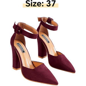 Pointed Toe Ankle Strap Heels by komore