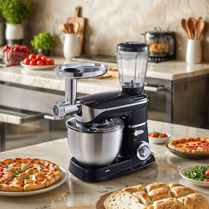 3-in-1 Multifunctional Stand Mixer with Meat Grinder - Black +Silver by komore