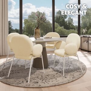 Dining Chair Scandi - Padded Boucle Cover, High Backrest by tectake