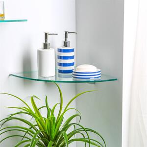Floating Glass Corner Shelf - 30cm - Chrome / 3 by Harbour Housewares