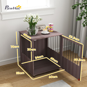 PawHut side Table with Bulit in Dog Crate - Purple / 60cm / 70cm by PawHut