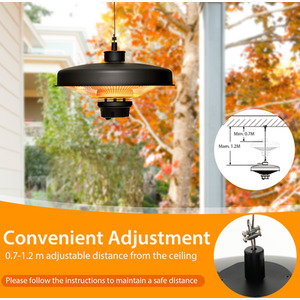 2000W Patio Ceiling Electric Heater - Black by Costway