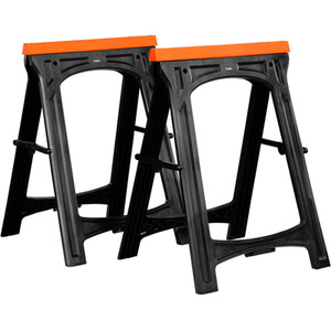 Folding Saw Horse Twin Pack - Black by VonHaus