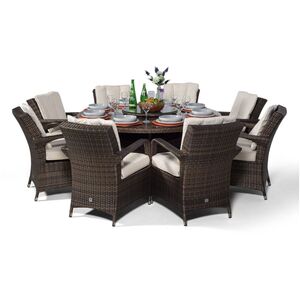 Arizona Round Rattan Patio Dining Set - Brown / 11 by Giardino