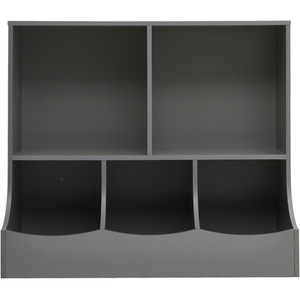 2-Tier Open Style Toy Storage Organizer with Bookcase - Grey by Livingandhome
