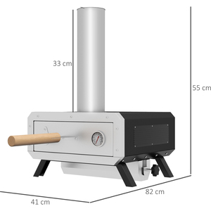 Outsunny Wood Fired Pizza Oven with Rotating Pizza Stone - Black by Outsunny