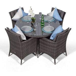 Savannah Round Rattan Patio Dining Set - Grey / 4 by Giardino