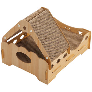 House-Shaped Cat Bed and Scratching Board - Brown by Livingandhome