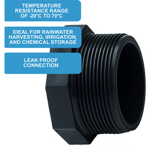 2 inch BSP hex. Male X dust plug - Black by DNA PACKAGING LTD