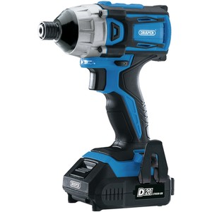Draper 20V Brushless 1.4in Impact Driver 2 x 2.0Ah in Carry Case - Black, Blue by Draper