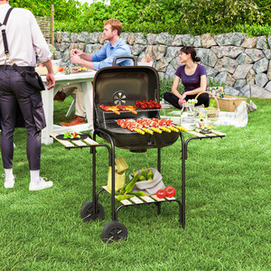 Outsunny 1840 cm 3-Shelf Charcoal Barbecue Grill - Red by Outsunny